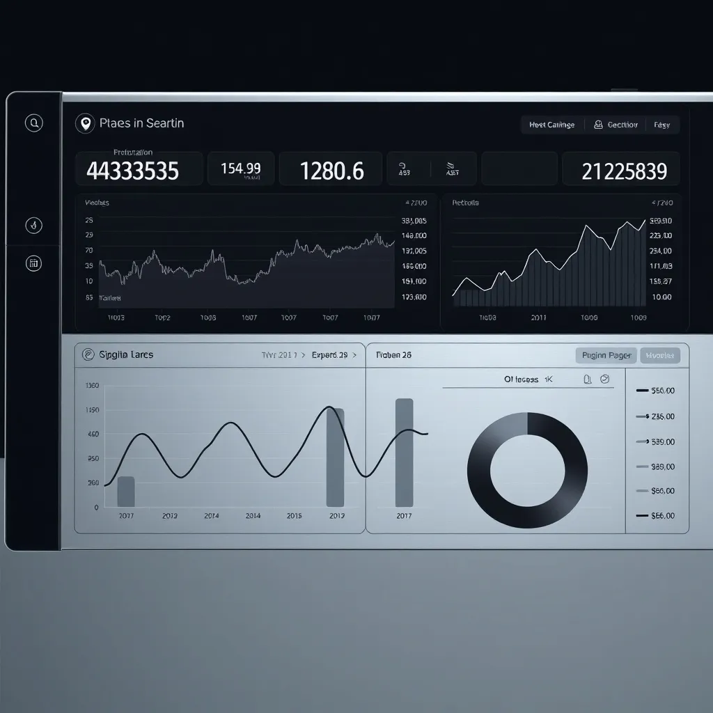High-tech digital dashboard with price charts, silver and da