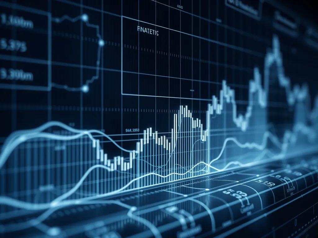 Abstract high-tech financial data visualization with silver