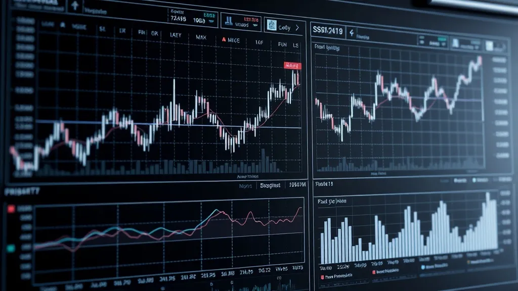 A professional high-tech digital interface showing financial