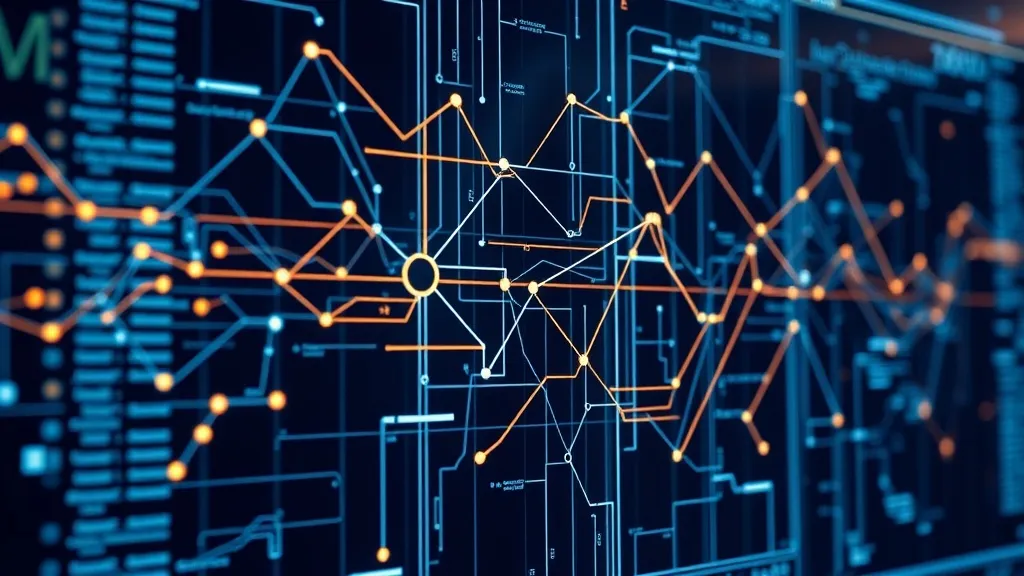 Technical diagram of a supply chain network on a digital scr